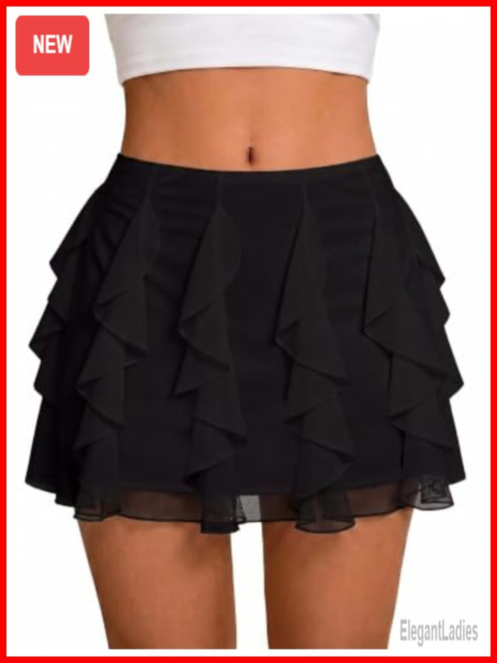 Layered Ruffle Flowy Mesh Mini Skirt Y2K Summer Short A-Line